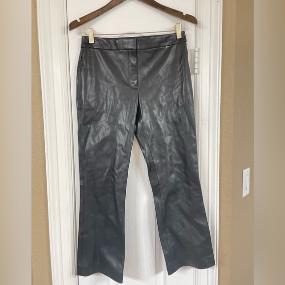 THEORY Bedford Faux Leather Kick Flare Pants - Picture 2 of 14